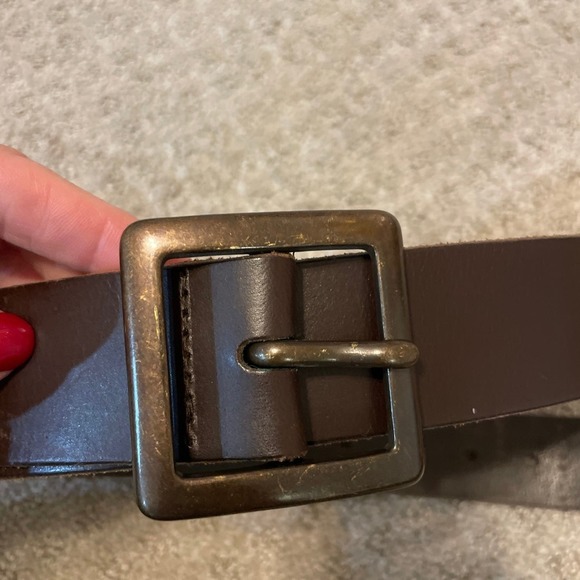 Cuir Veritable Brown Leather Belt With Brass Buckle Large - Picture 3 of 6